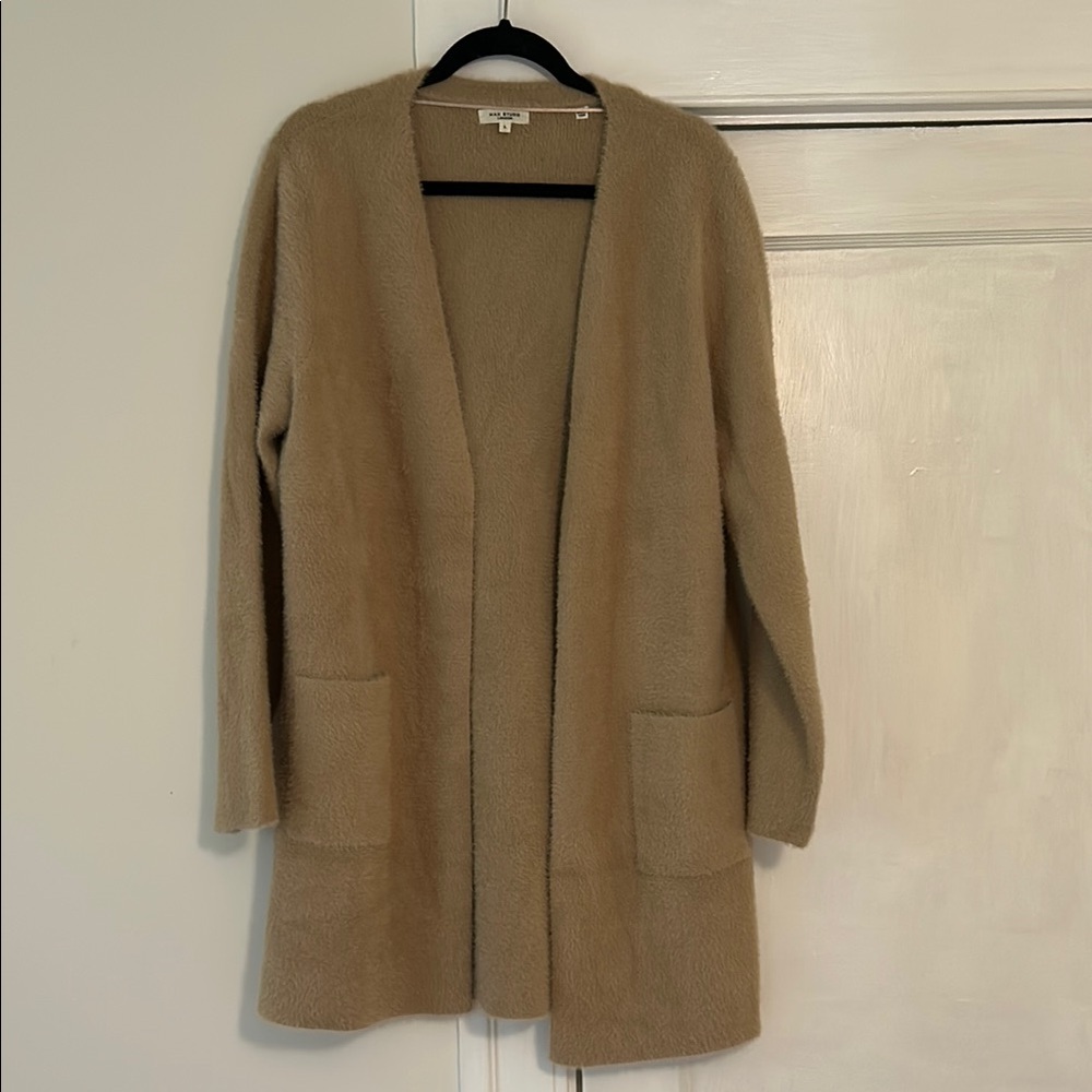 Max Studio Tan Cardigan Sweater Open-Front